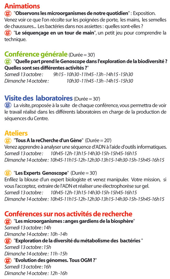 programme fds2007 Genoscope